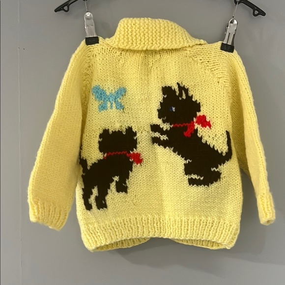 Yellow Knit Cardigan with Dog Design - Picture 5 of 5